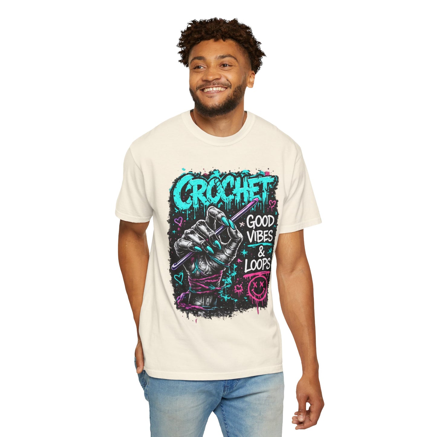 Crochet 'Good Vibes & Loops' Graphic T-Shirt