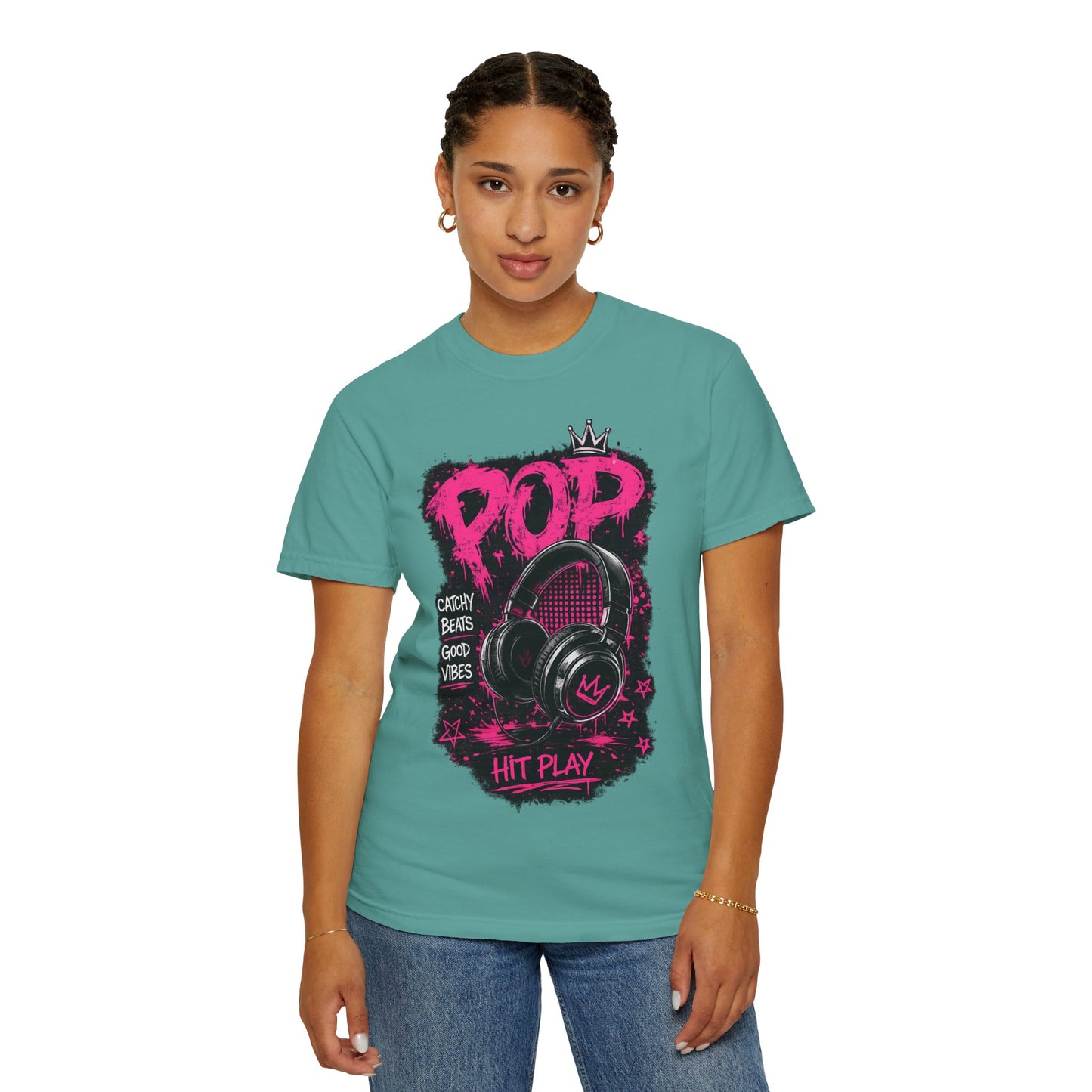 Pop Beats T-Shirt — 'POP' Headphones Graphic, Catchy Beats Good Vibes
