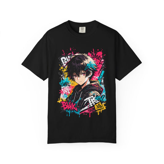 Anime Streetwear T‑Shirt — Graffiti Boy Graphic Tee