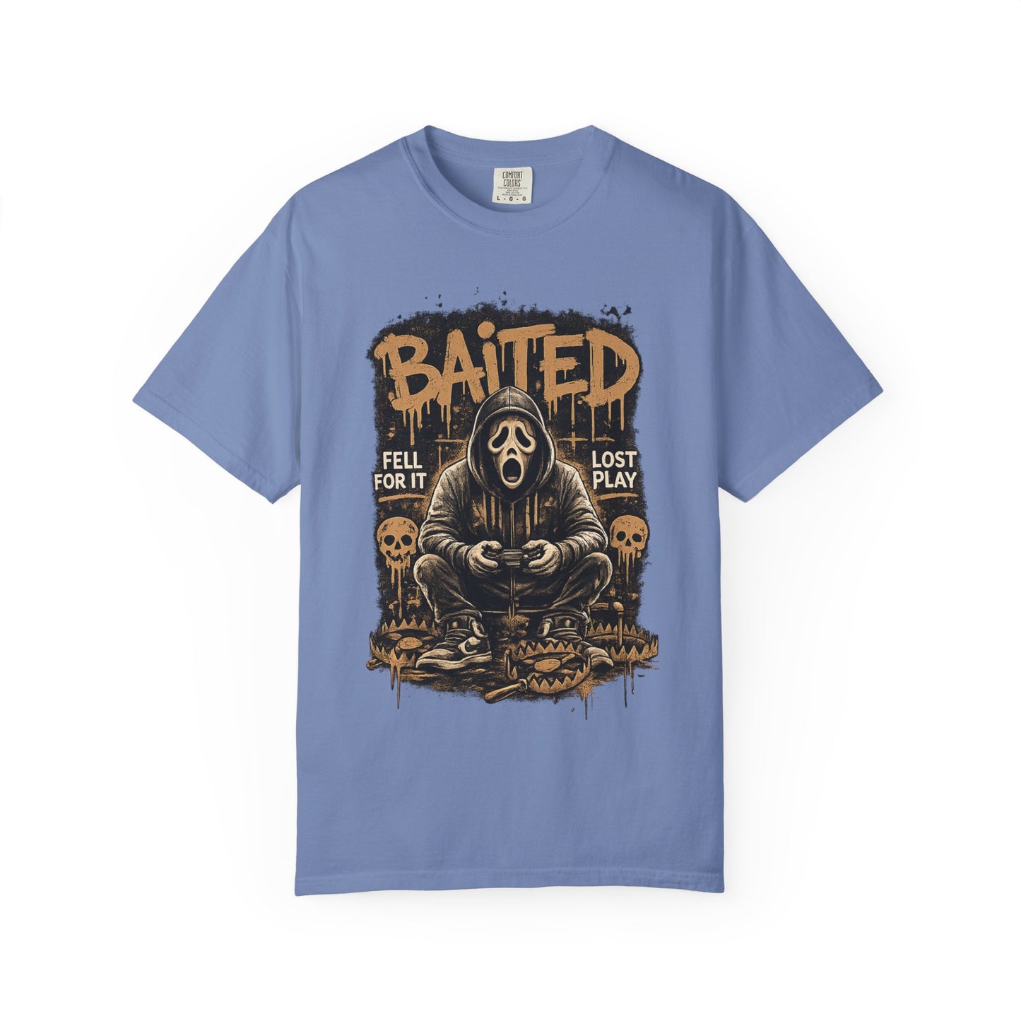 Baited Gamer Grim Reaper T-Shirt | Horror Skull Controller Design