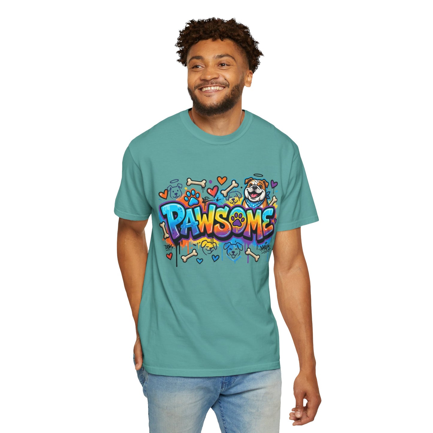 Pawsome Graffiti Dog T-Shirt — Colorful Pet Lover Tee