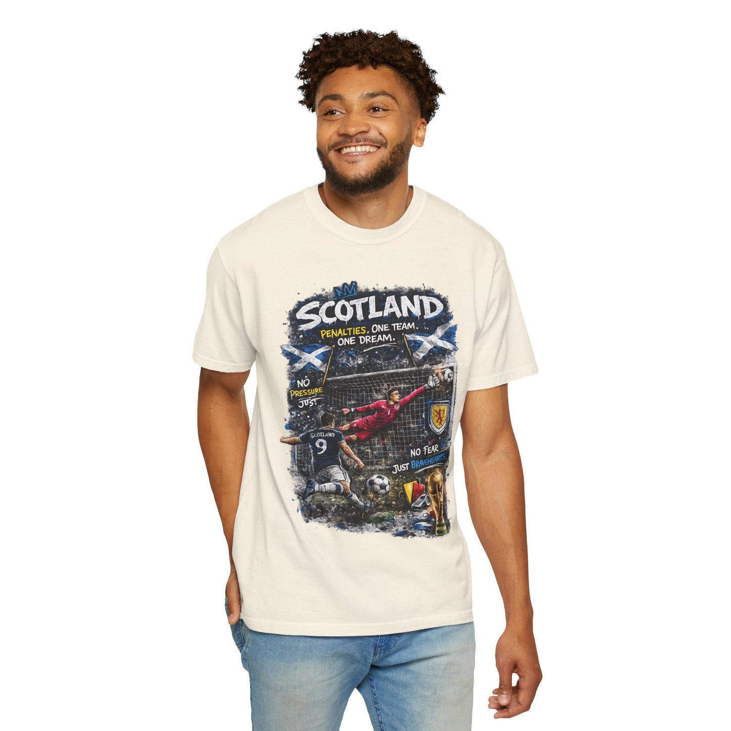 Scotland Football Montage T-shirt | Soccer Scottish Crest, Goalkeeper Dive
