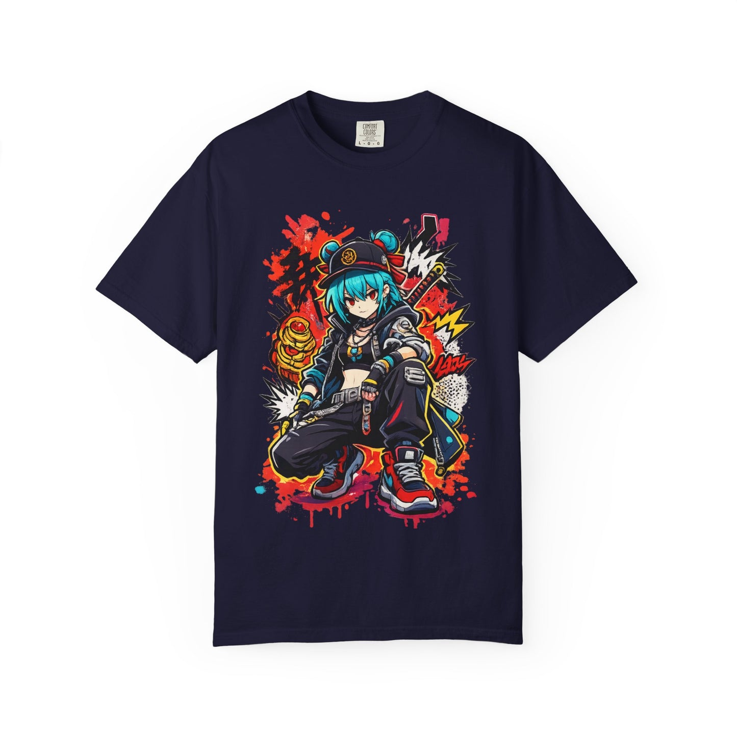 Anime Streetwear T-Shirt — Cool Girl Squatting Graphic Tee