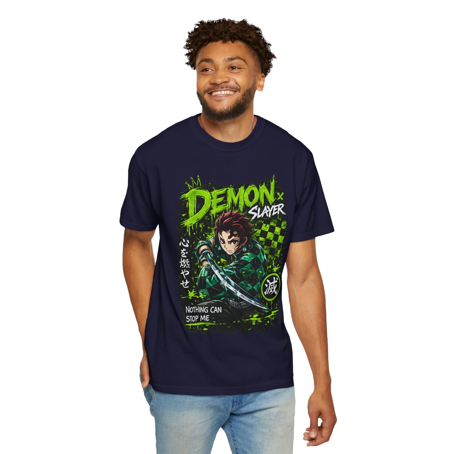 Demon Slayer Graphic T-Shirt — 'Nothing Can Stop Me' Anime Hero Tee