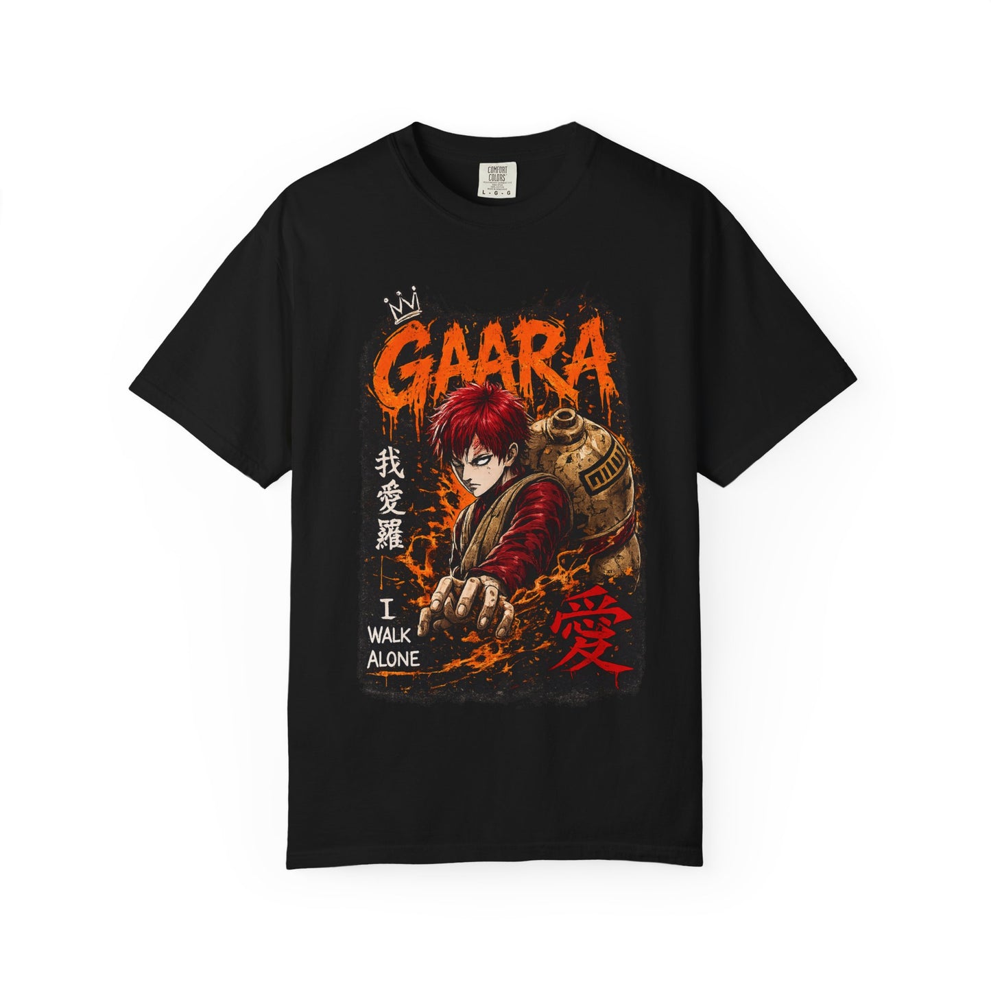 Anime Character Graphic T-Shirt — "I Walk Alone" Gaara Design