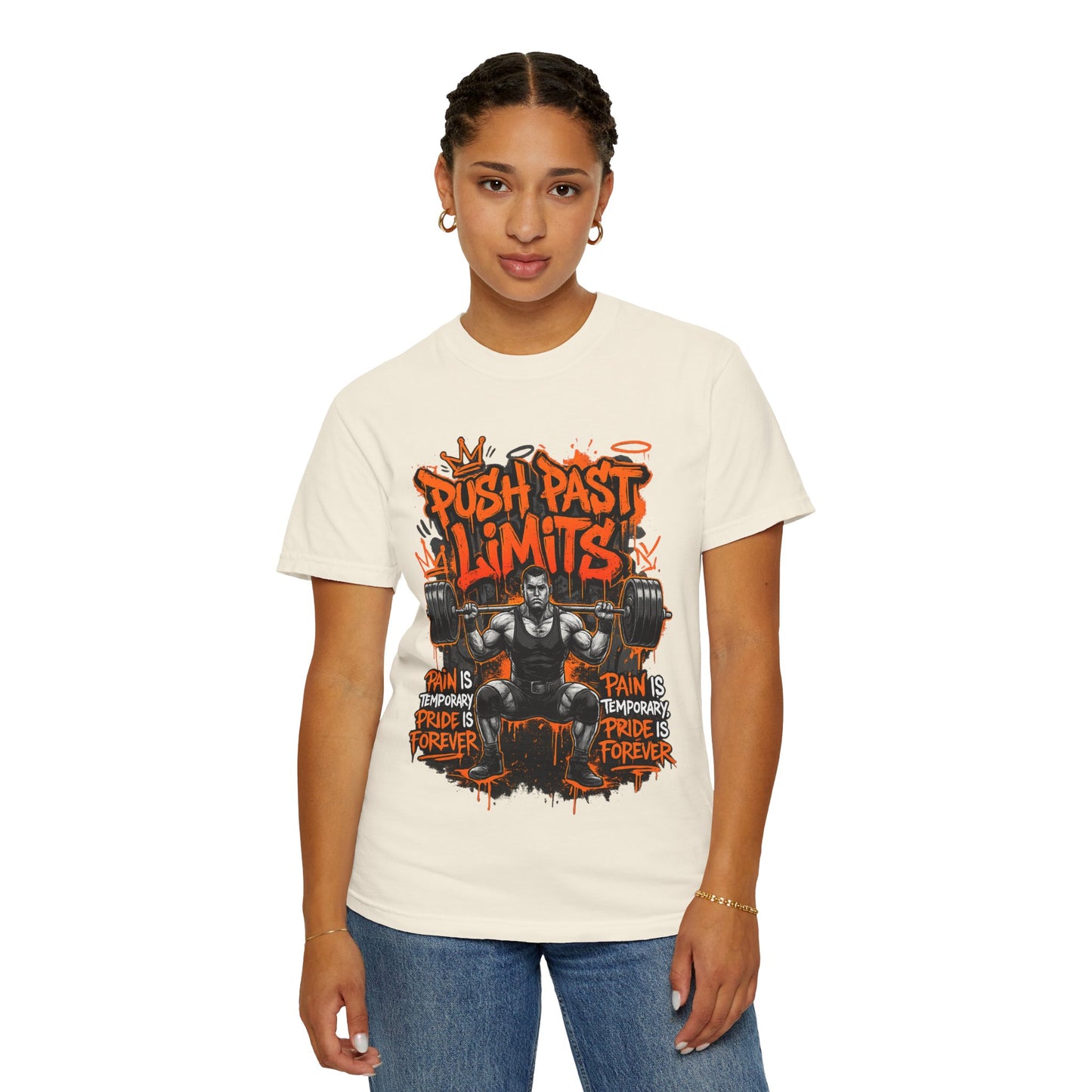 Push Past Limits weightlifting graphic tee | Motivational gym shirt
