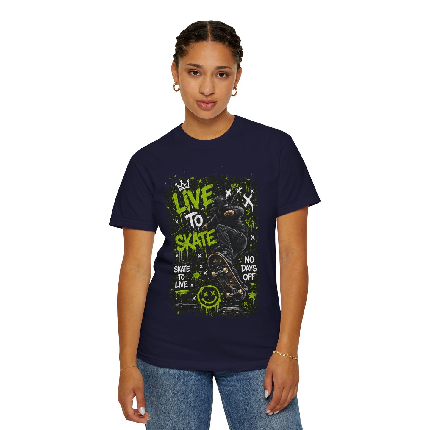 Live to Skate Graphic T-Shirt – Skateboarder Streetwear Tee