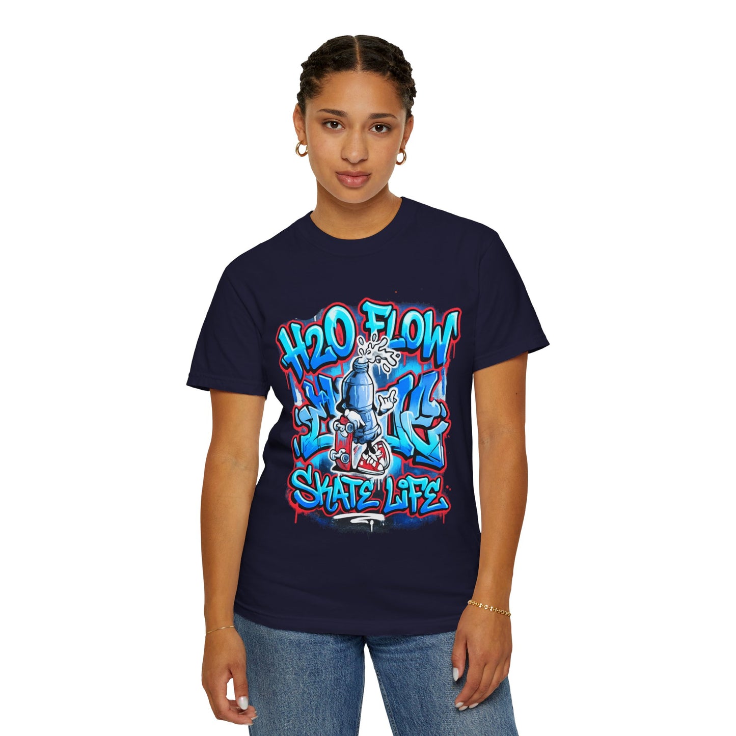 H2O Flow Skate Life T-Shirt | Graffiti Soda Can Skateboard Design