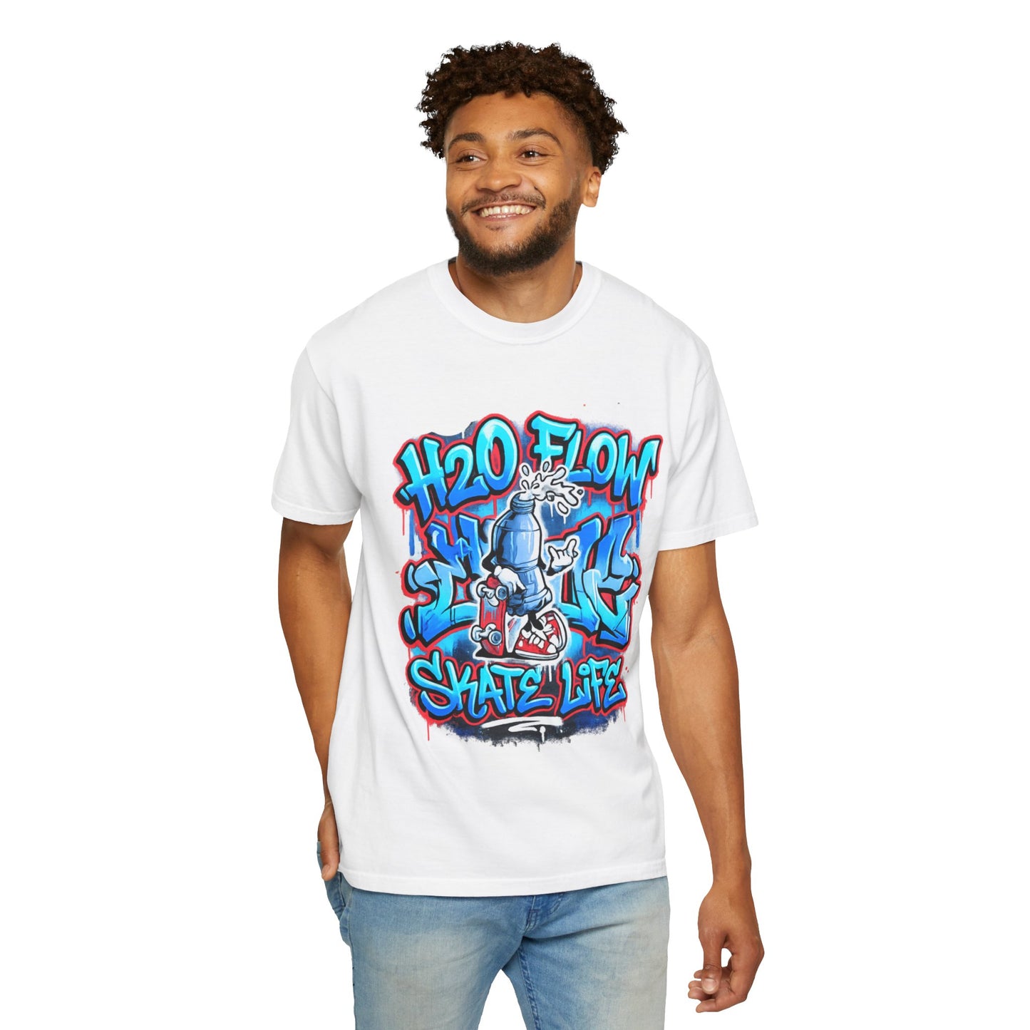 H2O Flow Skate Life T-Shirt | Graffiti Soda Can Skateboard Design