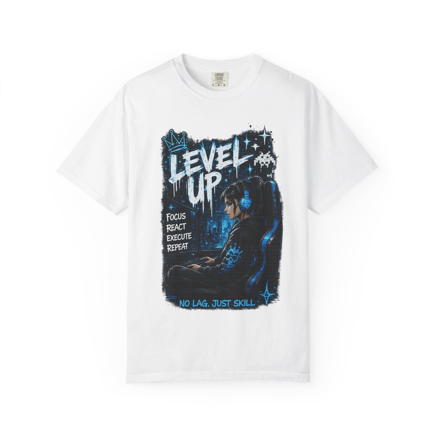 Level Up Gamer T-Shirt — "Level Up: Focus React Execute Repeat" Graphic Tee