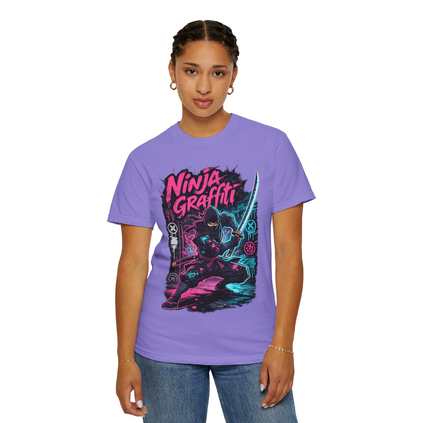 Ninja Graffiti T-Shirt — Neon Samurai Street Art Tee