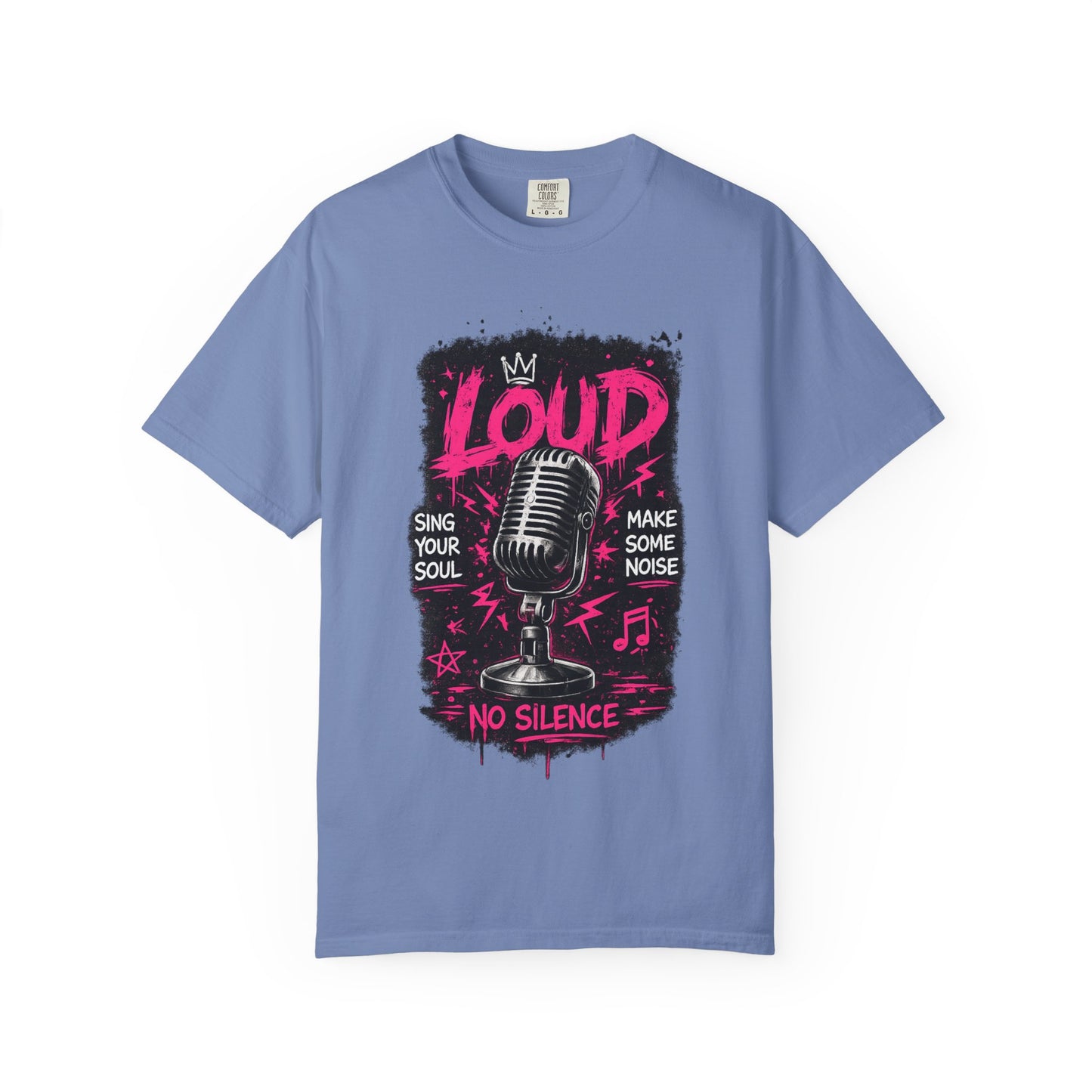 Loud Microphone Graphic T-Shirt | Vintage Mic, Pink Music Art