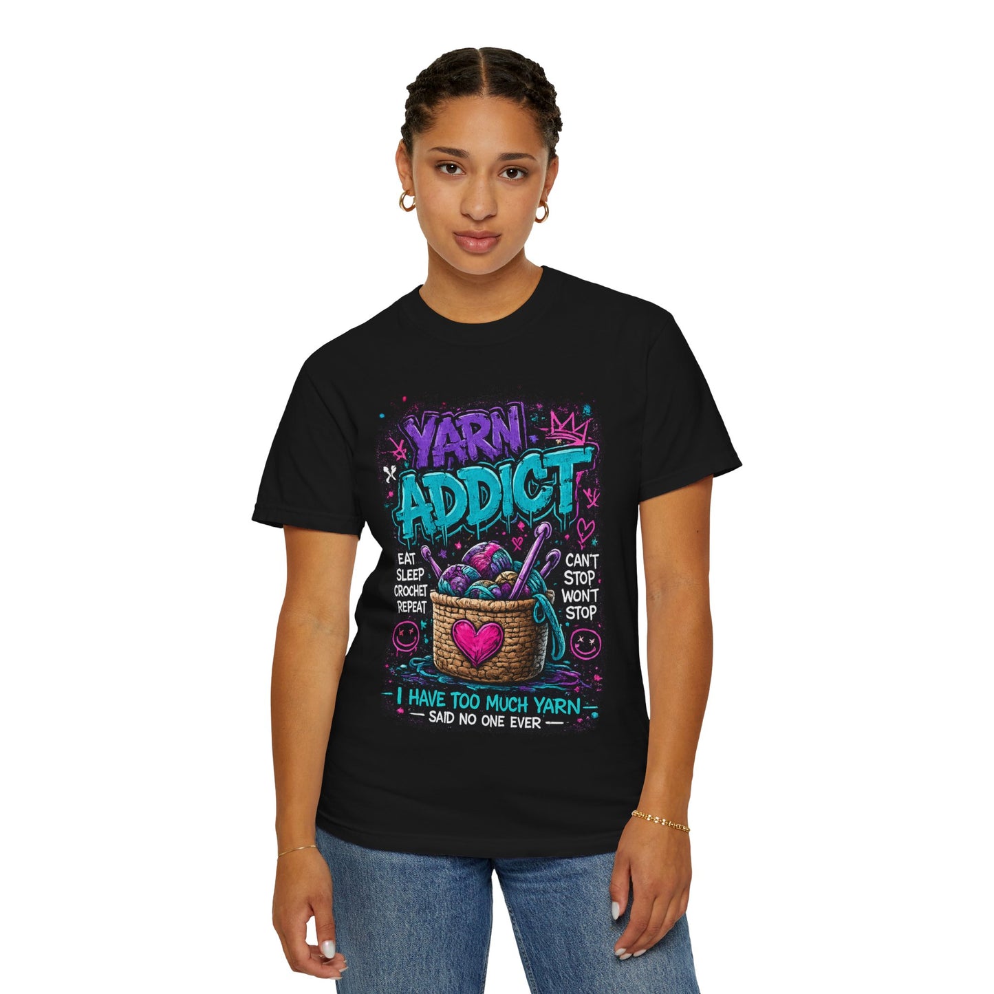 Yarn Addict T-Shirt — Funny Knitting & Crochet Gift Tee