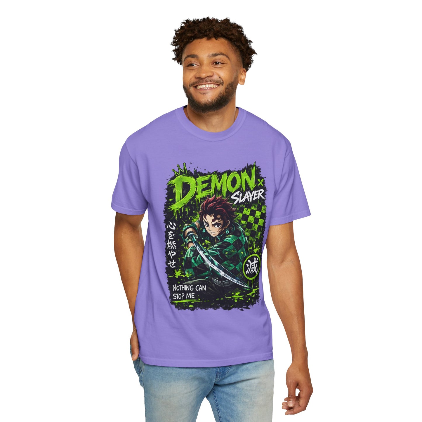 Demon Slayer Graphic T-Shirt — 'Nothing Can Stop Me' Anime Hero Tee