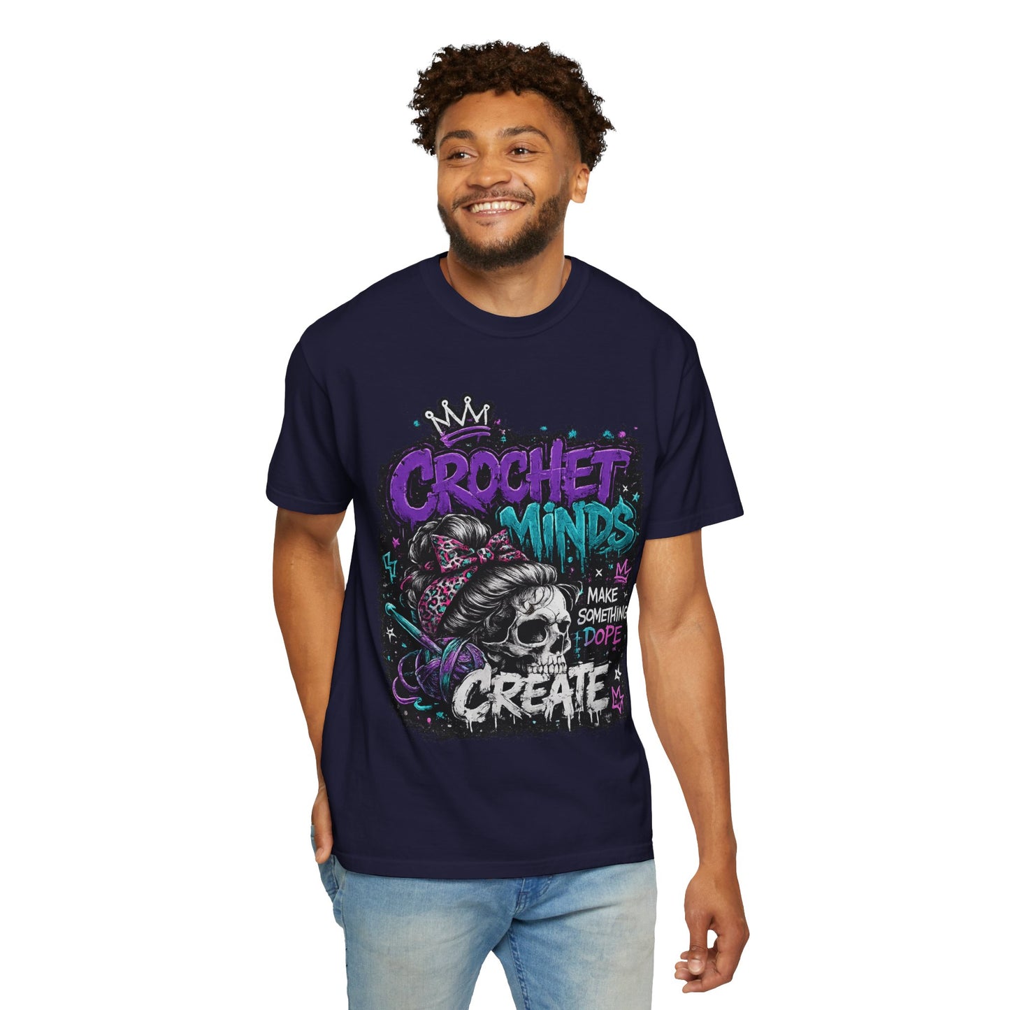 Crochet Minds 'Make Something Dope' Graphic T-Shirt — Edgy Crochet Skull Tee