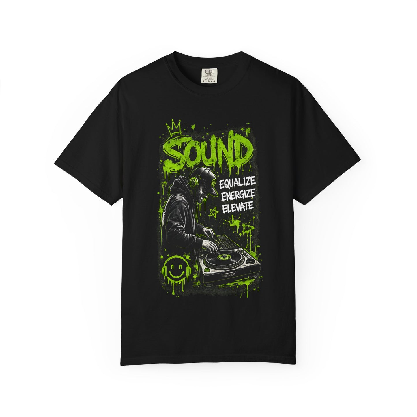 Sound DJ T-Shirt — "Sound: Equalize, Energize, Elevate" Graphic Tee