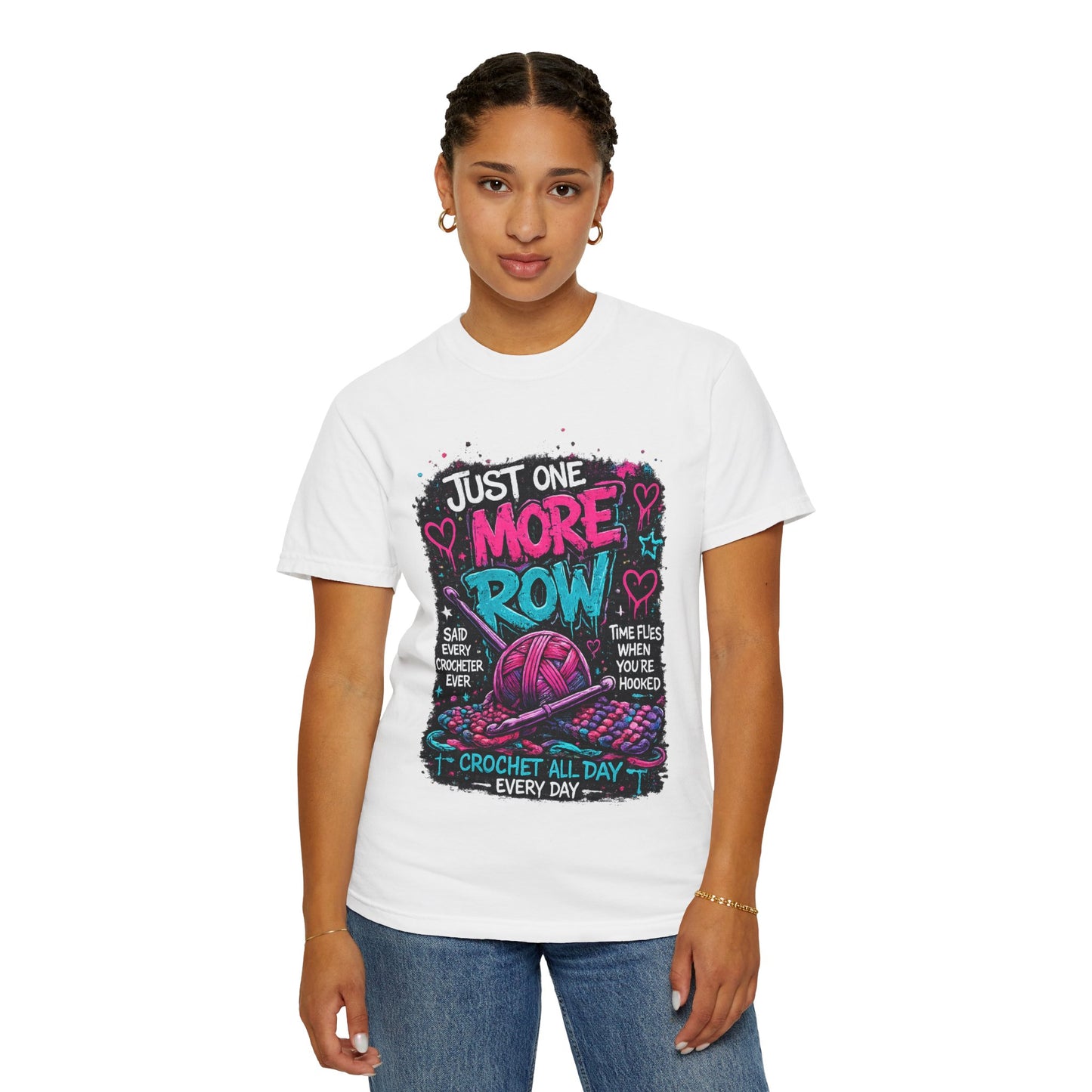 Crochet T‑Shirt — "Just One More Row" Yarn Lover Tee