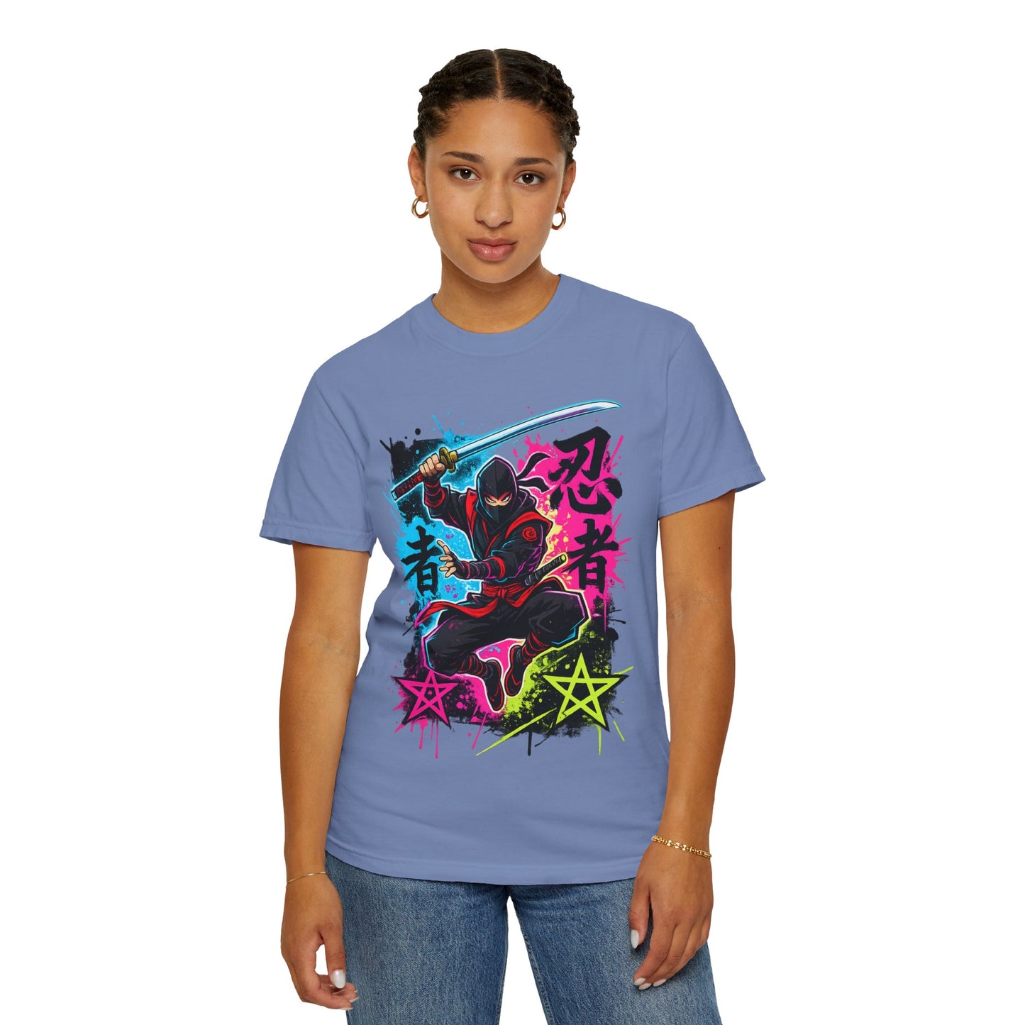 Neon Ninja Graphic T-Shirt — Vibrant Samurai Skate Style
