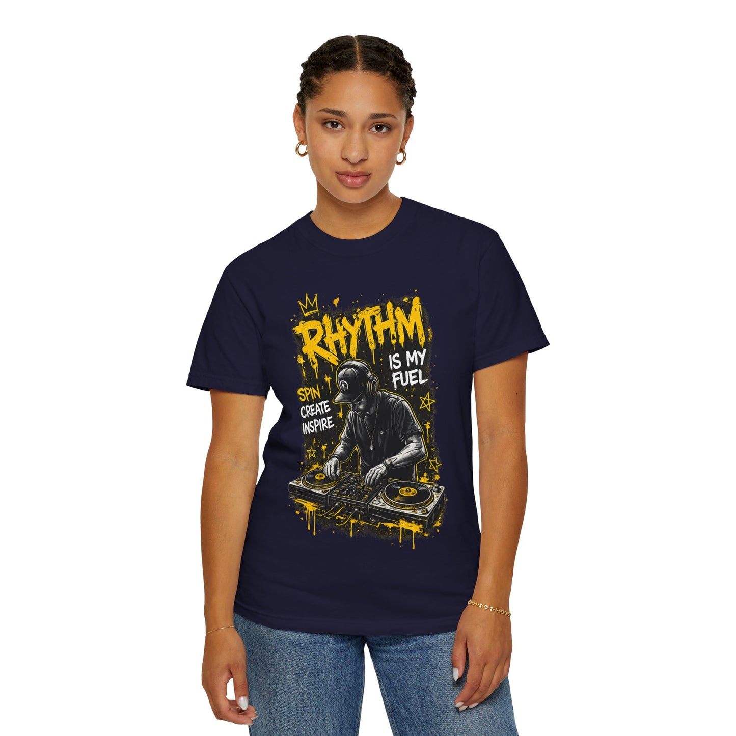 Rhythm Is My Fuel DJ T-Shirt — Spin Create Inspire Graphic Tee