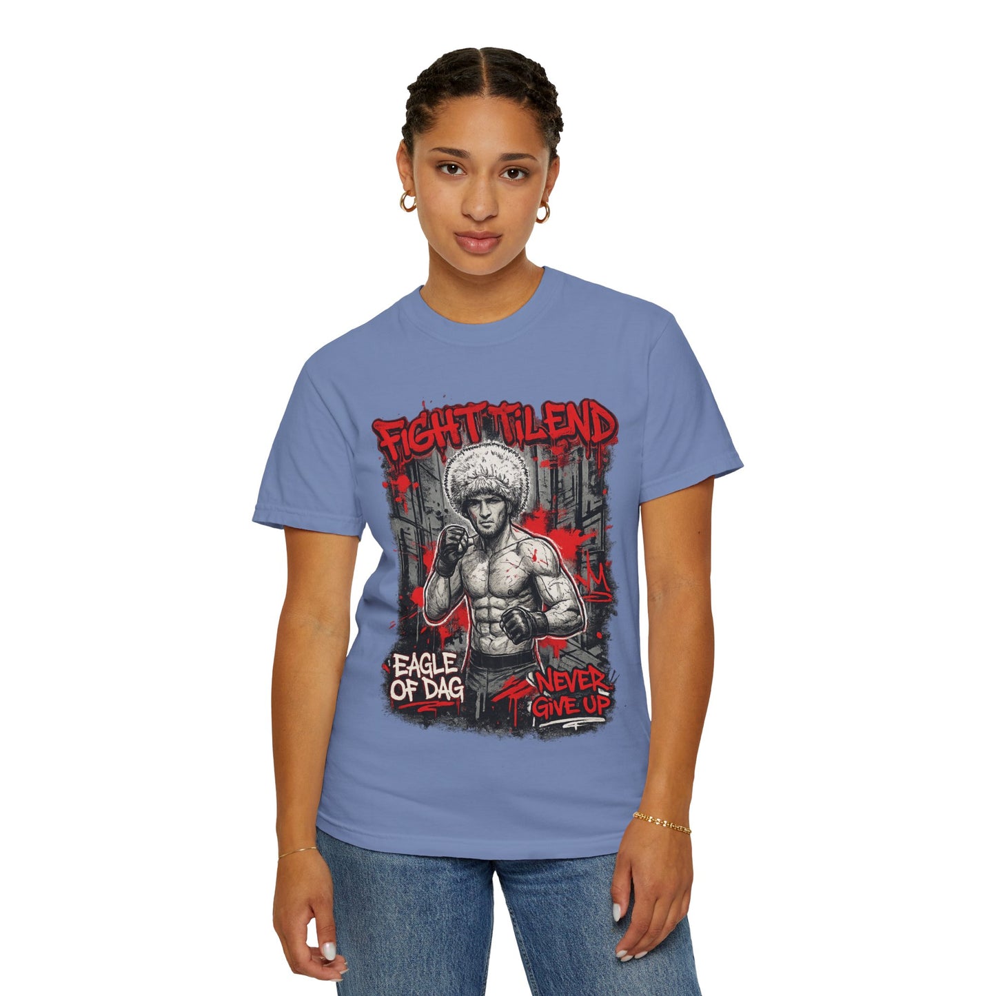 Fight Milend Boxing T-Shirt — "Eagle of Dag" Never Give Up Graphic Tee