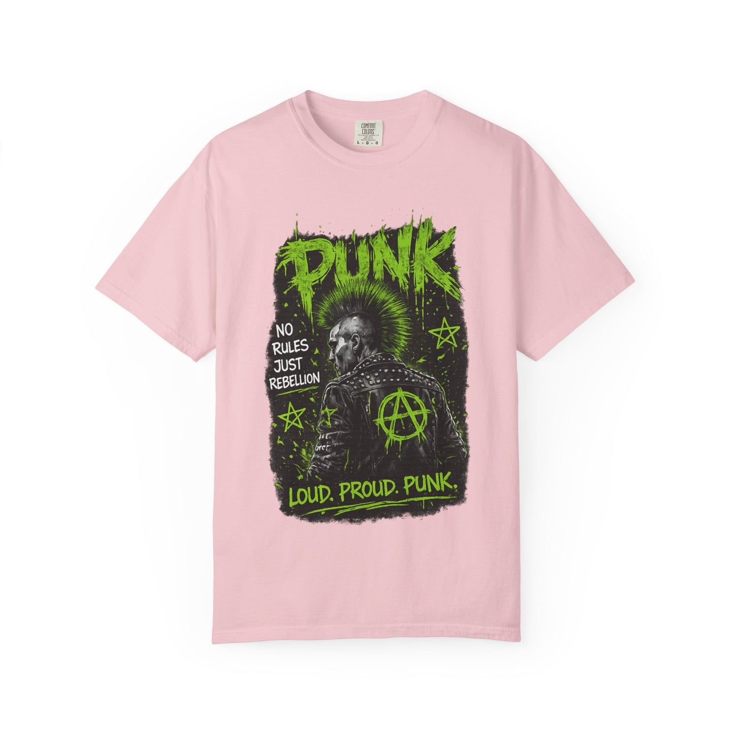 Punk Graphic T-Shirt — "Loud. Proud. Punk." Neon Music Anarchy Tee
