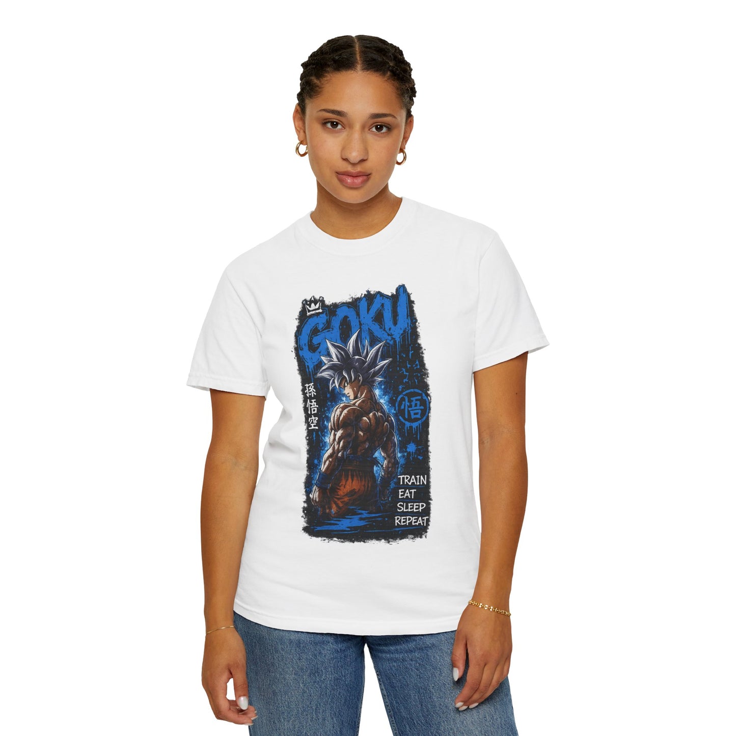 Goku Graphic T-Shirt — "Train Eat Sleep Repeat" Anime Tee