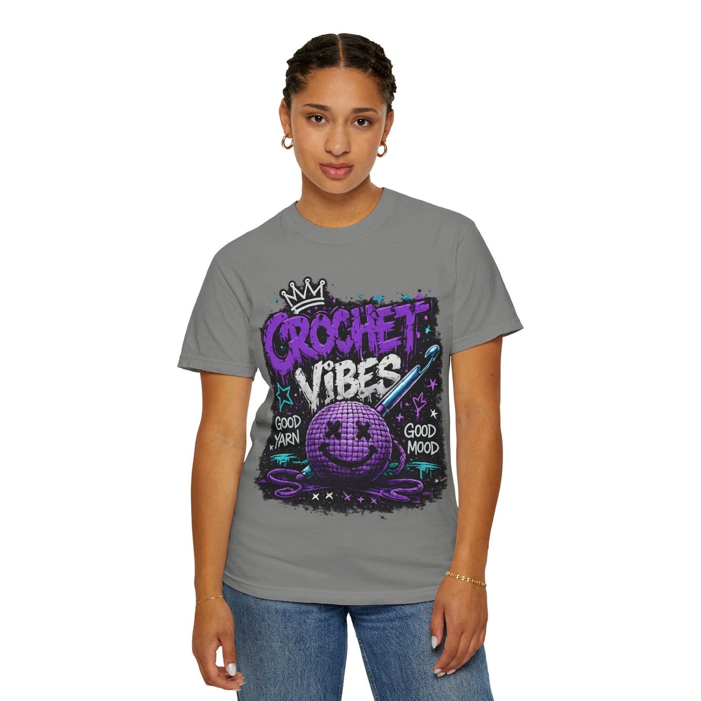 Crochet Vibes T-Shirt — 'Good Yarn, Good Mood' Graphic Tee
