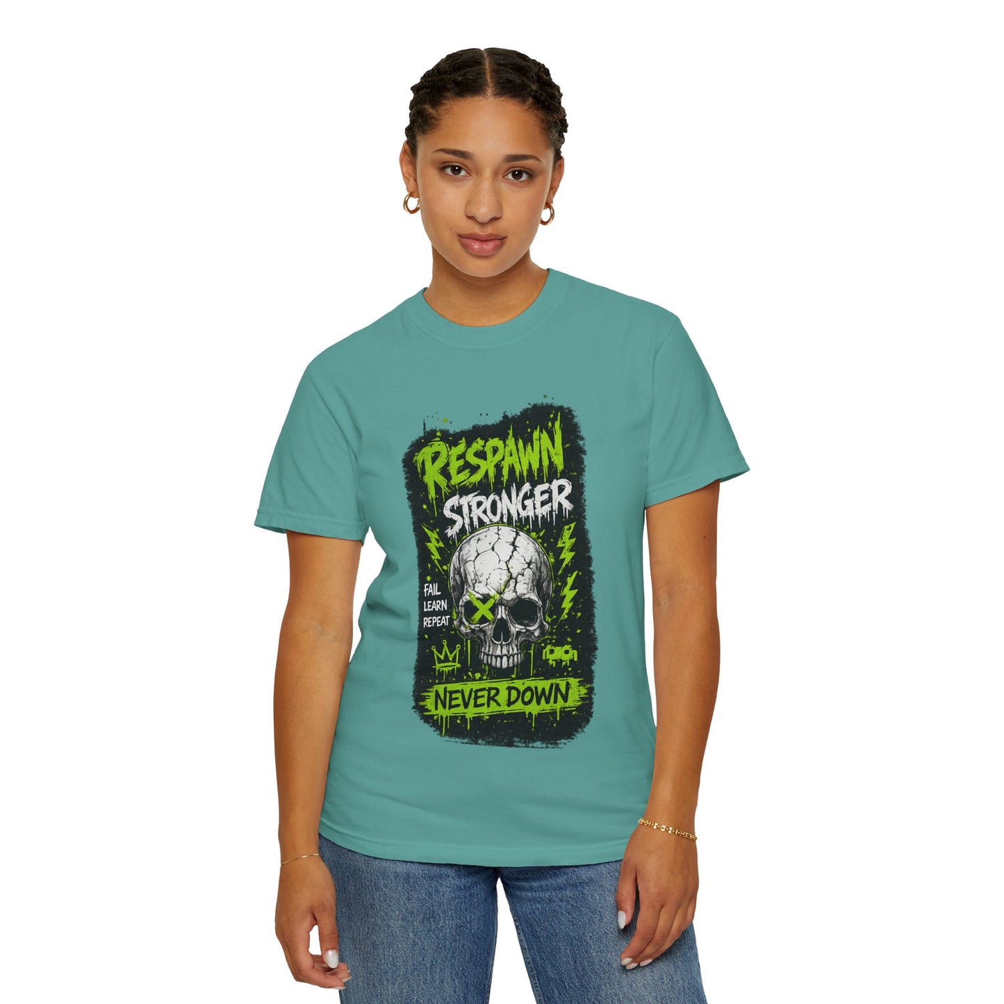Respawn Stronger Skull T-Shirt — Never Down Gamer Graphic Tee