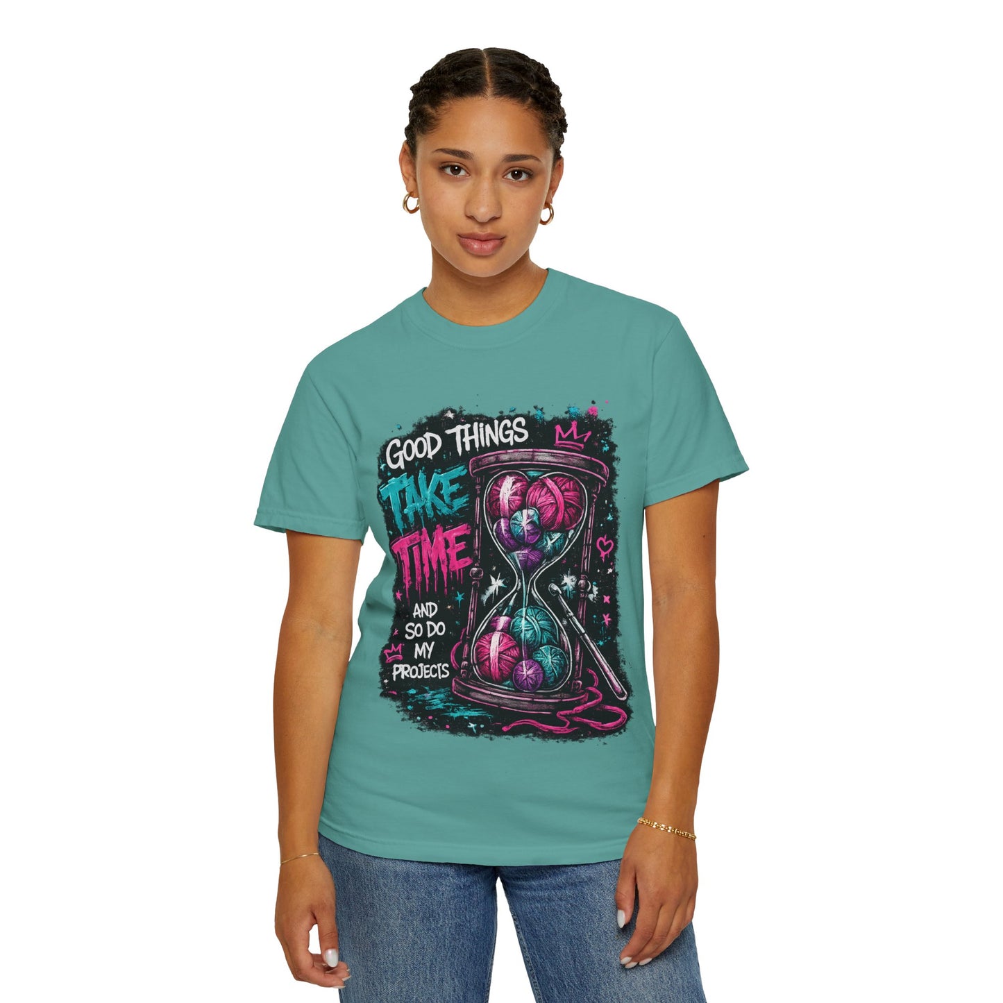 Motivational Hourglass T-Shirt — "Good Things Take Time" Graphic Tee