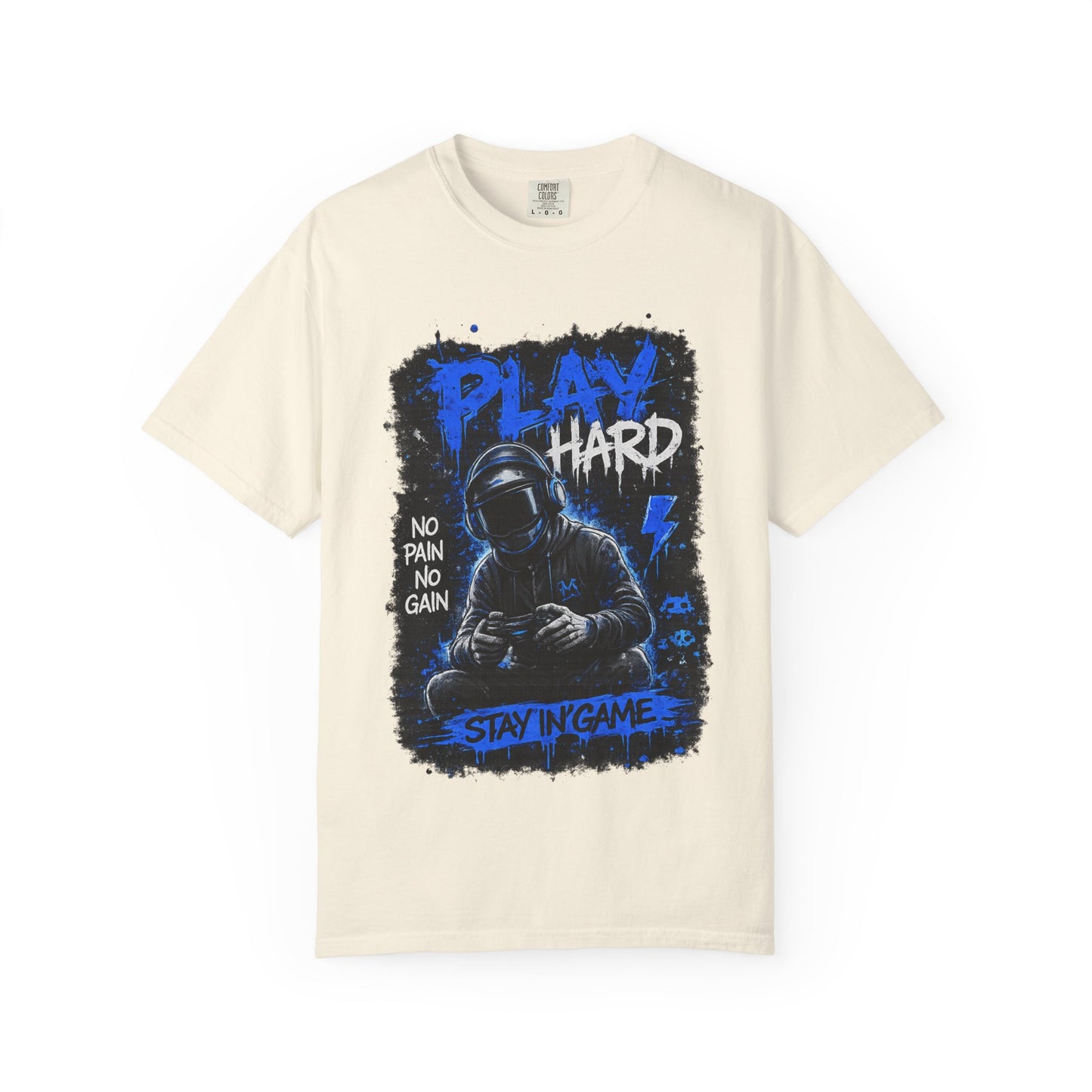 Play Hard Gamer Graphic T-Shirt — "No Pain No Gain" Hooded Player Design