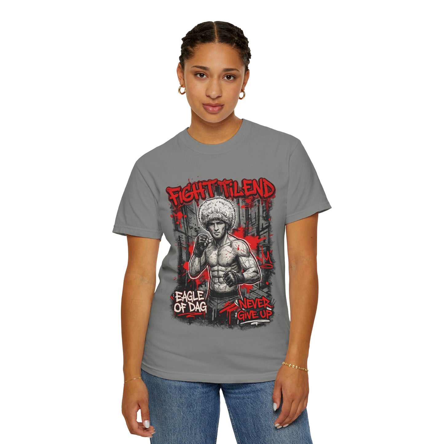 Fight Milend Boxing T-Shirt — "Eagle of Dag" Never Give Up Graphic Tee