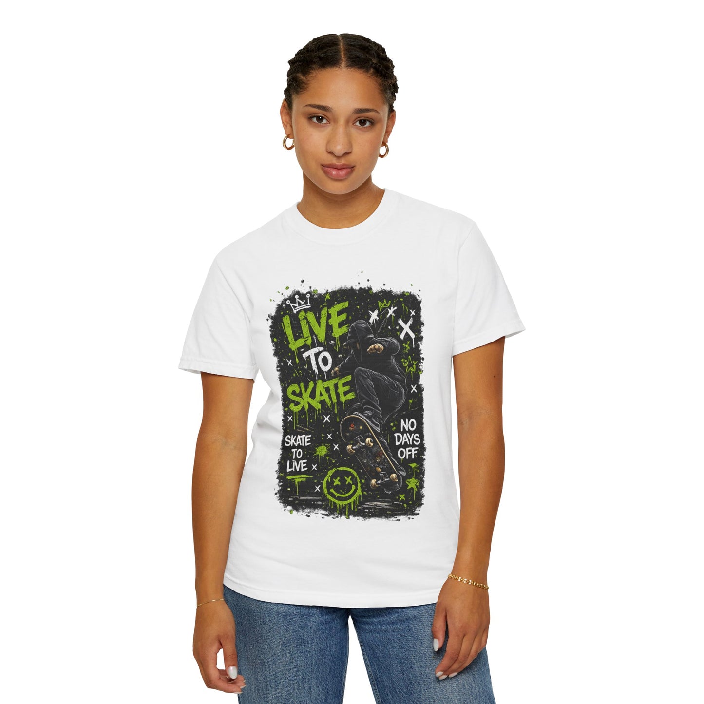 Live to Skate Graphic T-Shirt – Skateboarder Streetwear Tee