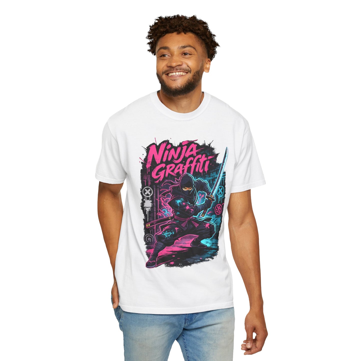 Ninja Graffiti T-Shirt — Neon Samurai Street Art Tee