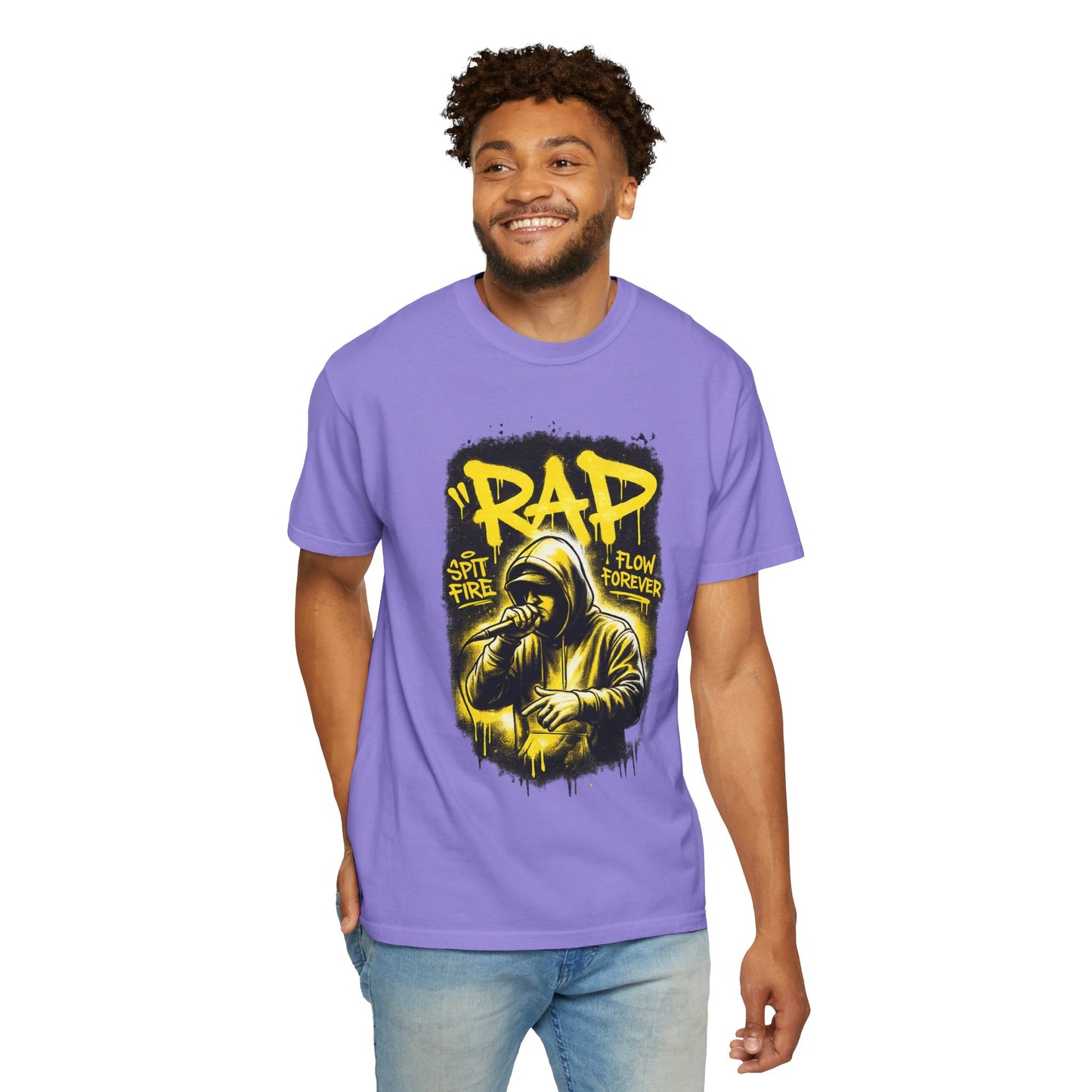 Rap Microphone Graphic T-Shirt — Spit Fire Flow Forever Hip Hop Tee