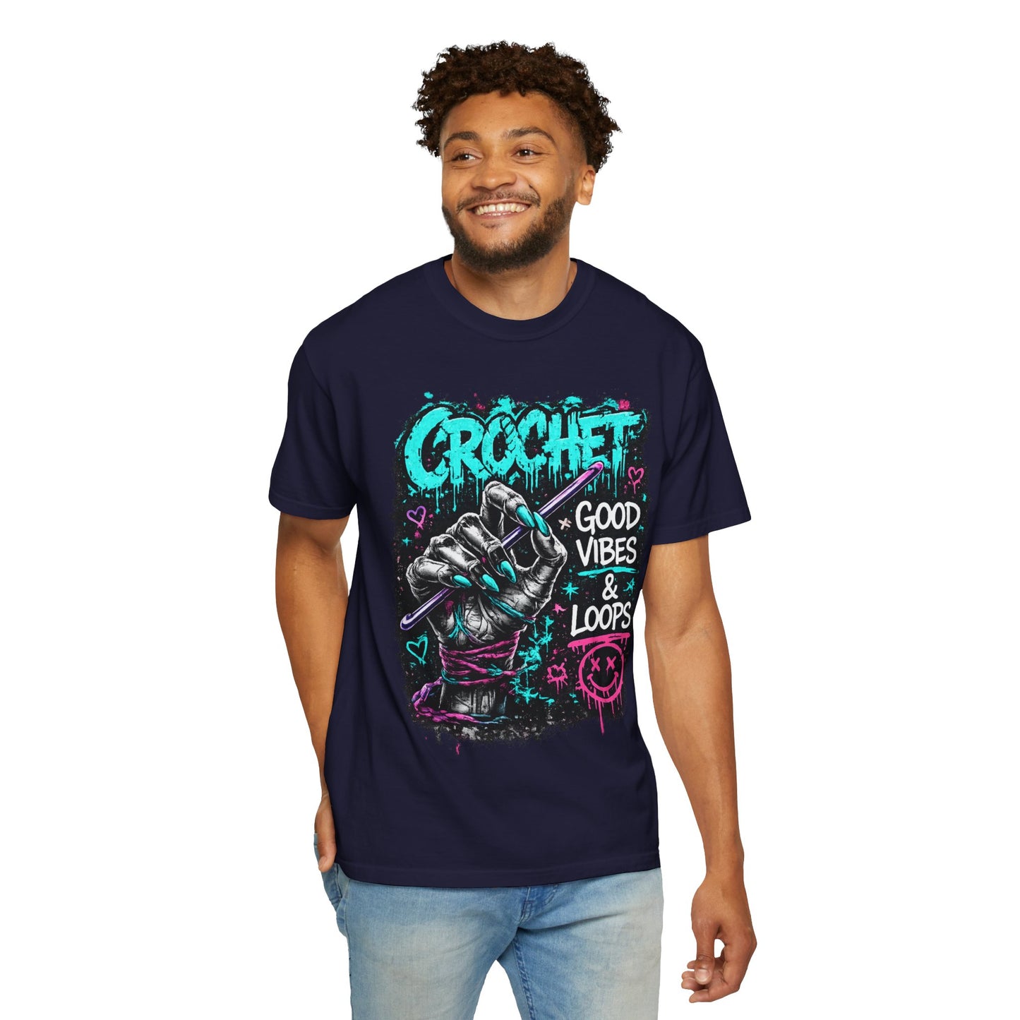 Crochet 'Good Vibes & Loops' Graphic T-Shirt