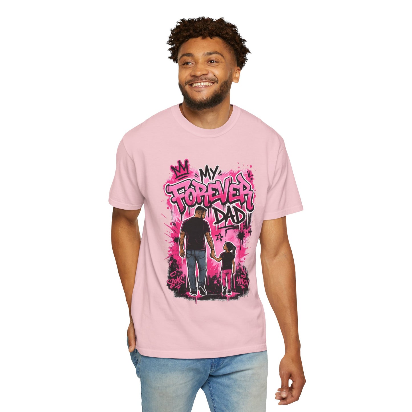 My Forever Dad graffiti father daughter T-Shirt | silhouette, pink spraypaint