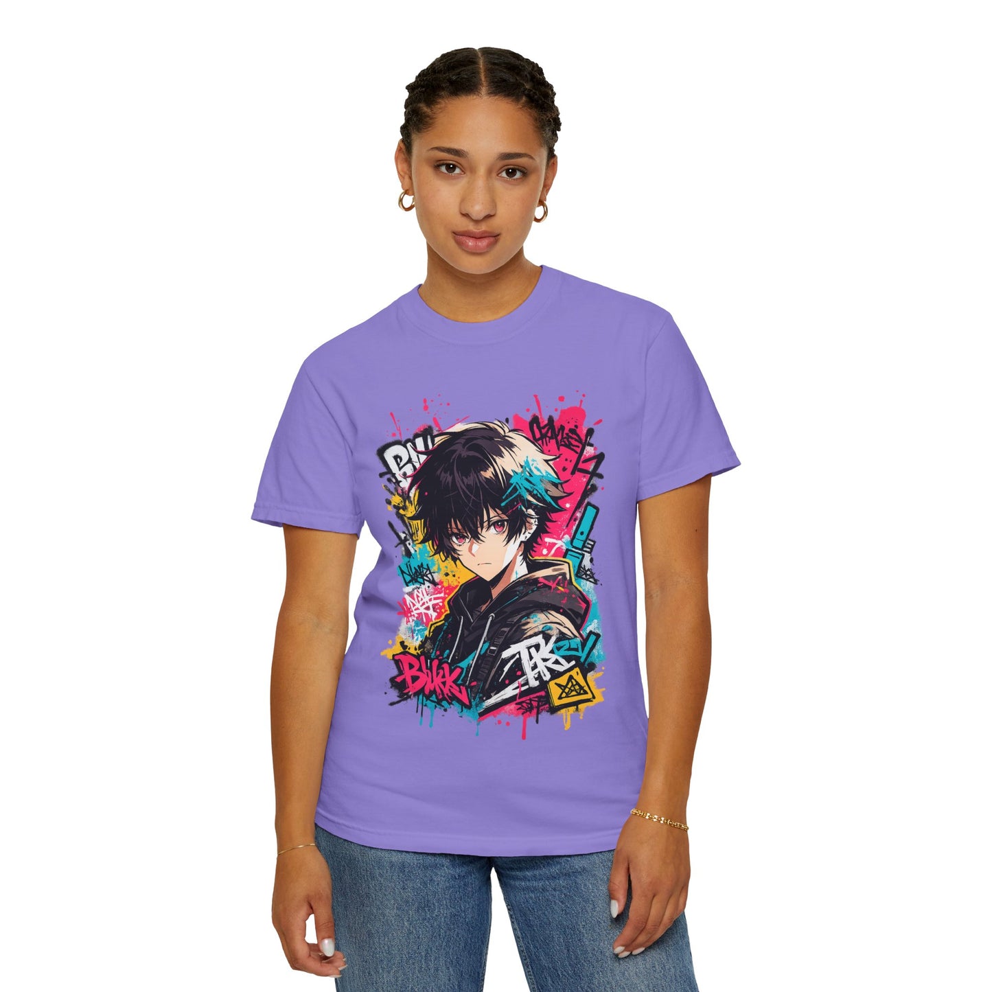Anime Streetwear T‑Shirt — Graffiti Boy Graphic Tee