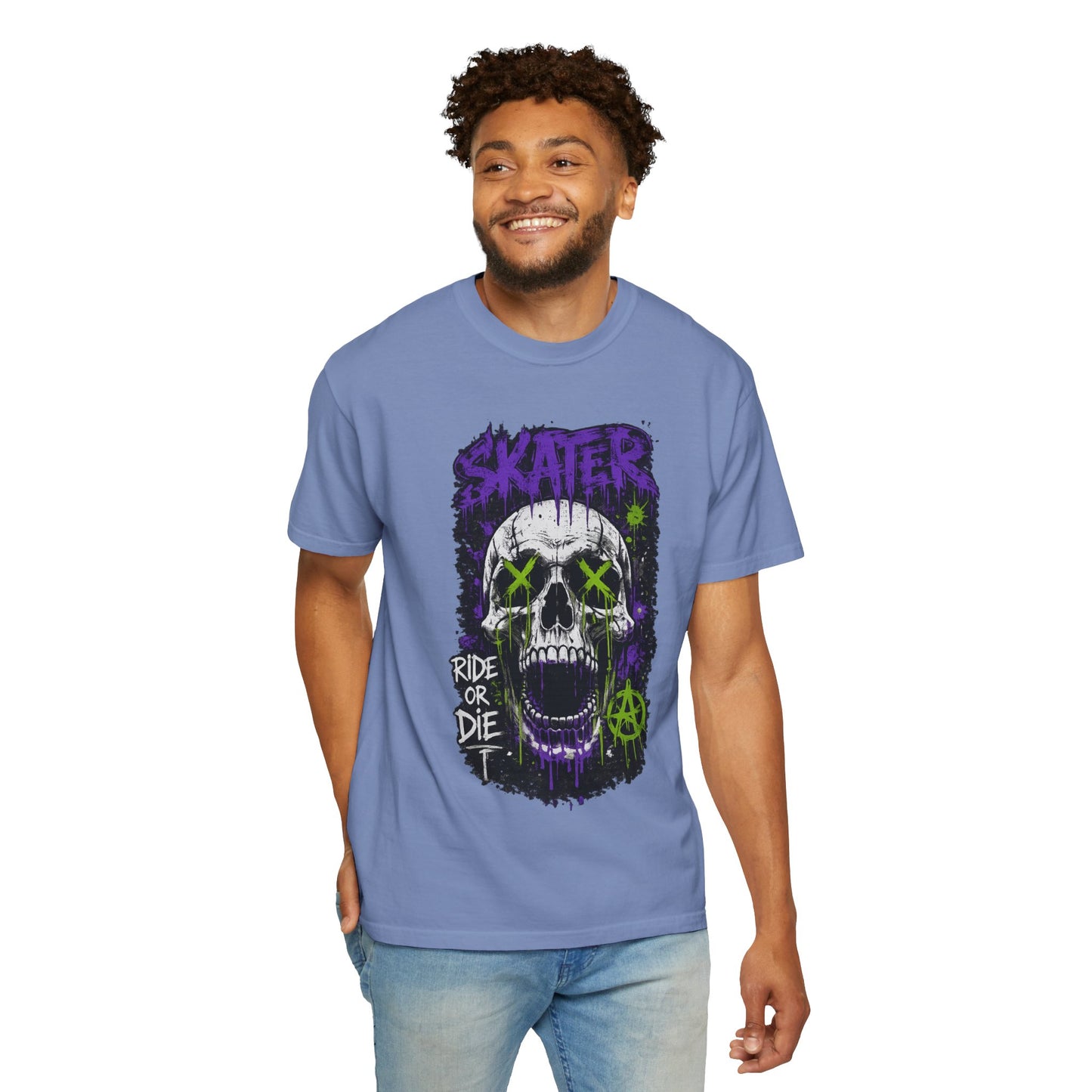 Skater Skull T-Shirt — "Ride or Die" Graphic Tee