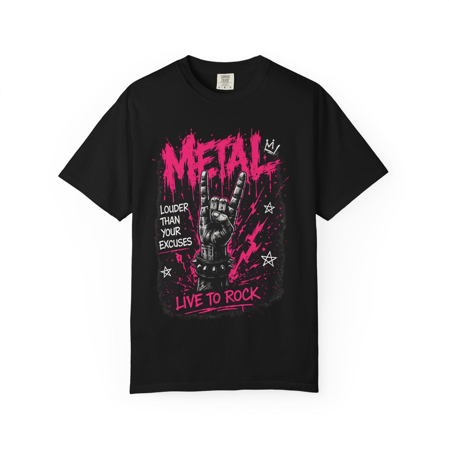 Metal "Live to Rock" T-Shirt — Louder Than Your Excuses Music Graphic Tee