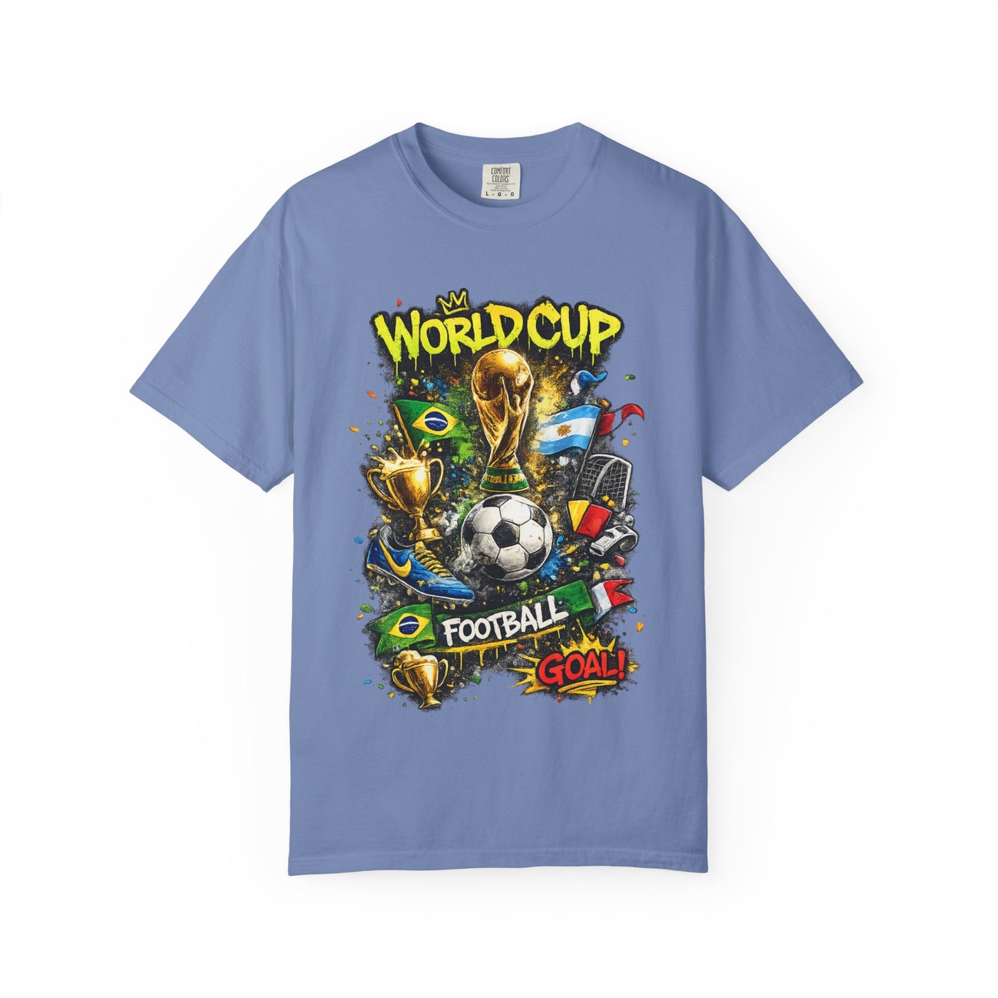 World Cup Football Graphic T-shirt | Soccer Trophy, Flags, Goal