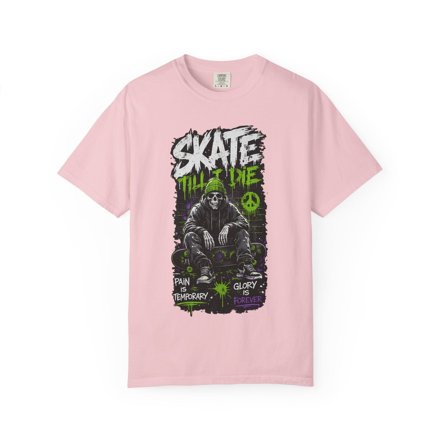 Skate Till I Die Graphic T-Shirt — Grim Reaper Skateboard Design