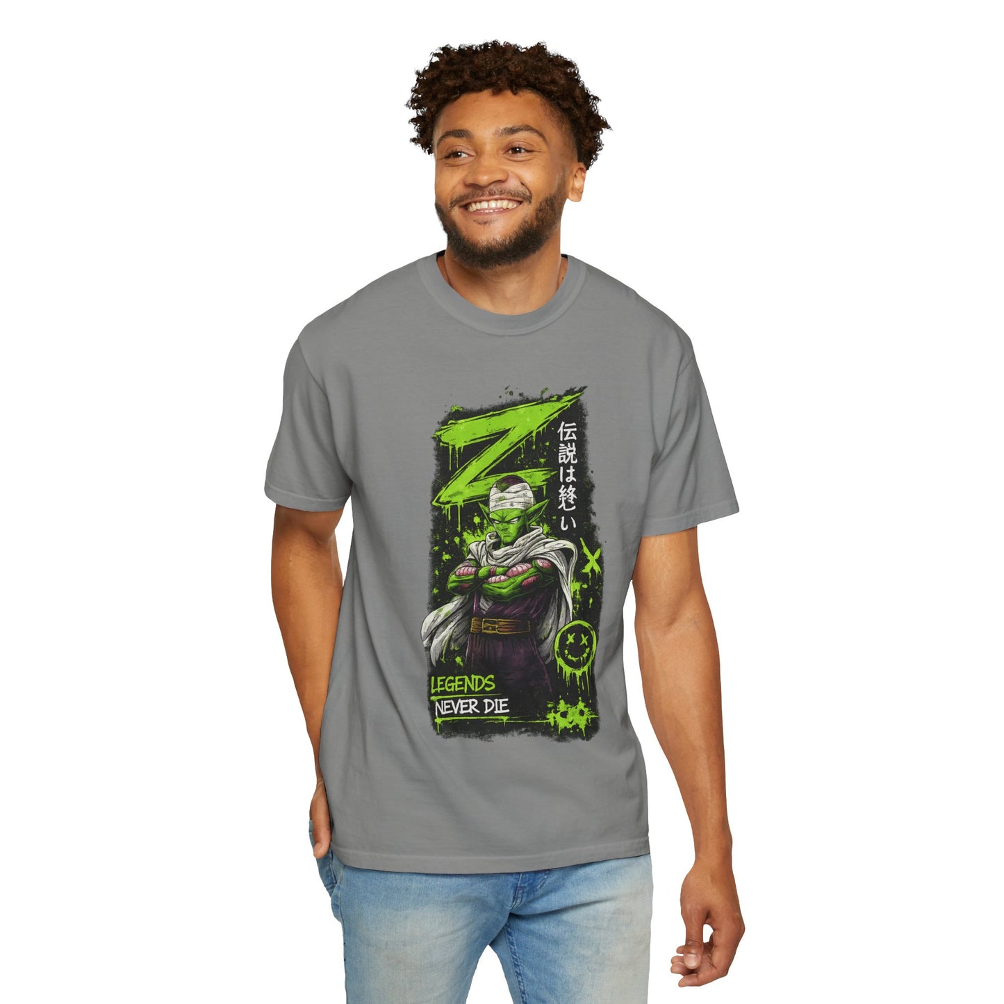 Dragon Warrior Graphic T-Shirt — "Legends Never Die" Neon Green Anime Design