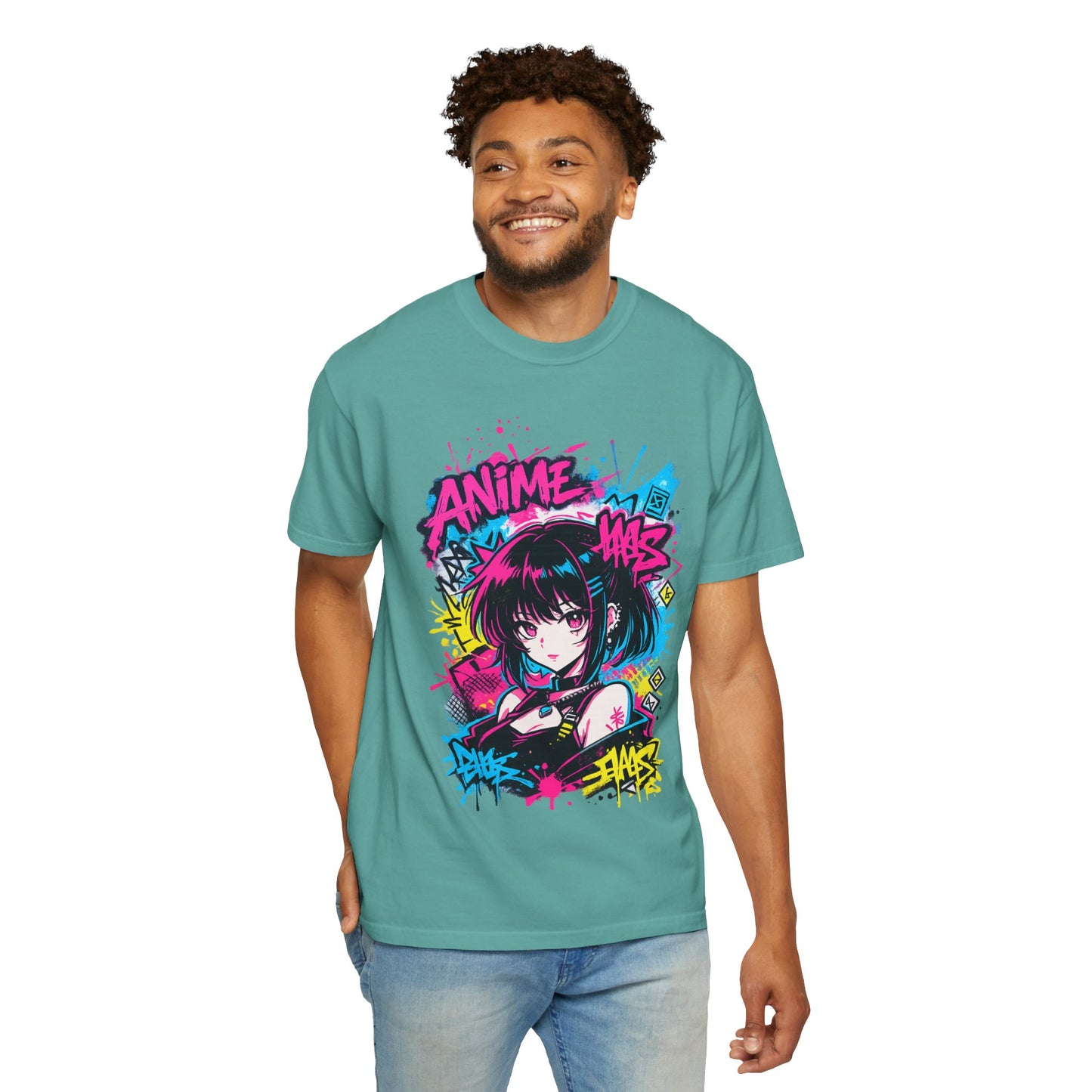 Anime Graffiti Girl T-Shirt — Neon Vaporwave Otaku Tee
