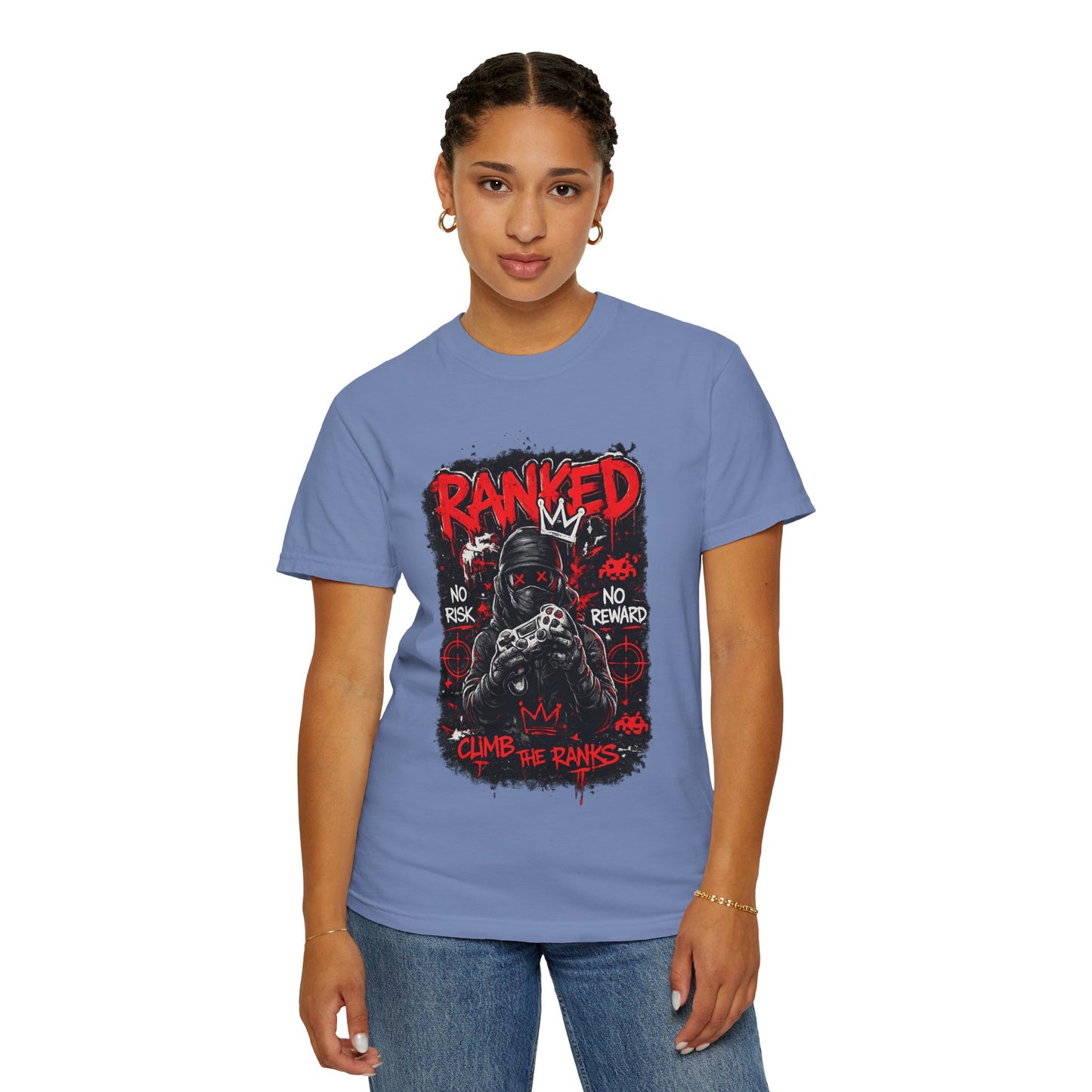 Ranked Climber Graphic Tee | Gamer Skull, No Risk No Reward