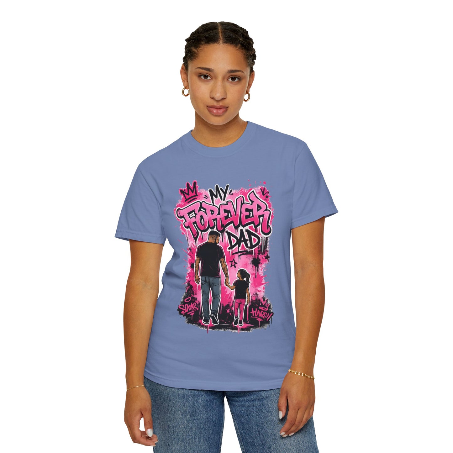 My Forever Dad graffiti father daughter T-Shirt | silhouette, pink spraypaint