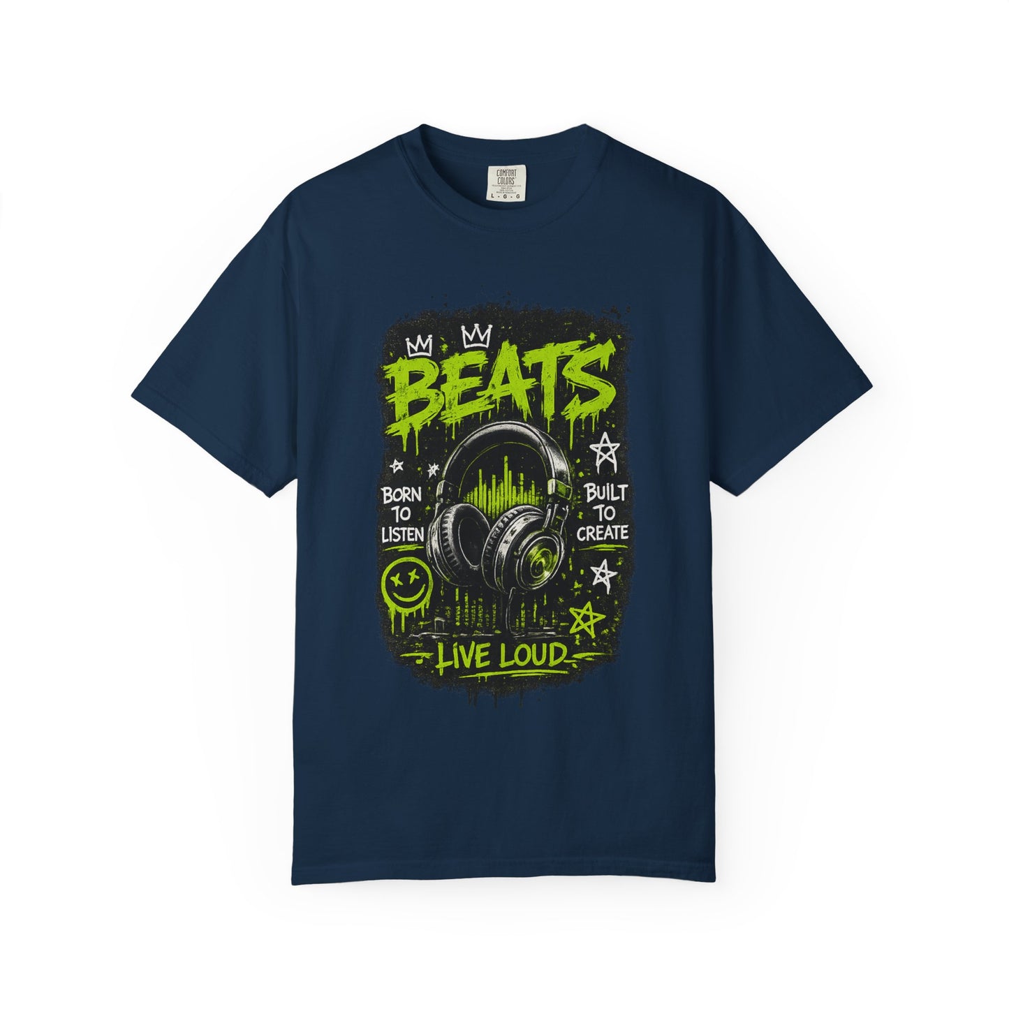 Beats Headphones Live Loud T-shirt | Music Graphic Tee, Neon Green