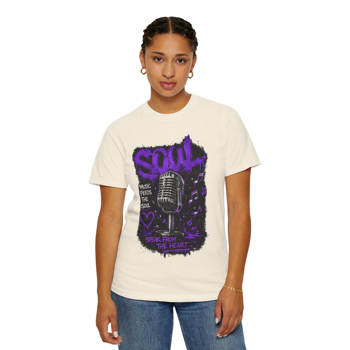 Soul Microphone T-Shirt — "Music Feeds the Soul" Vintage Mic Tee