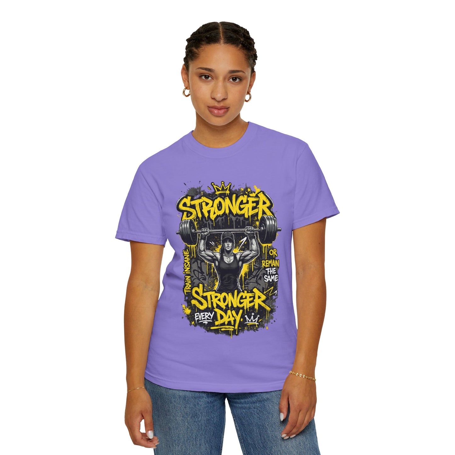 Stronger Every Day weightlifter graphic tee