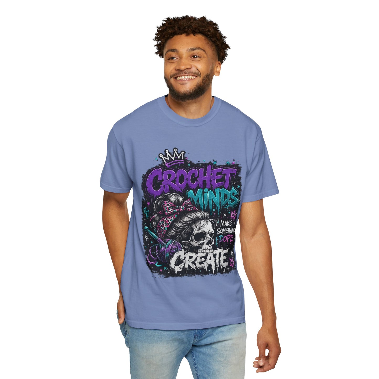 Crochet Minds 'Make Something Dope' Graphic T-Shirt — Edgy Crochet Skull Tee