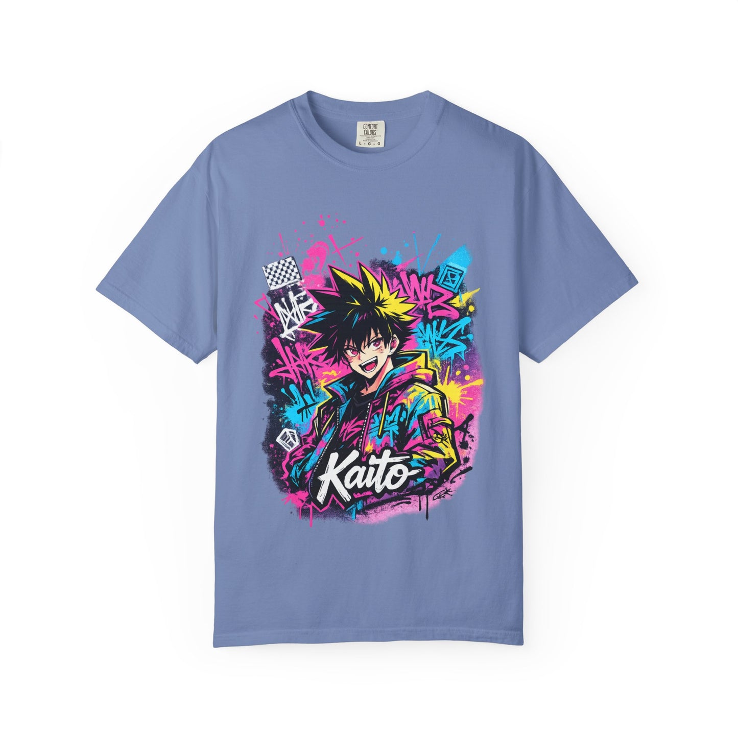 Kaito Anime Streetwear T-Shirt — Neon Graffiti Character Tee